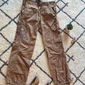Brown cotton ankle tie pants
